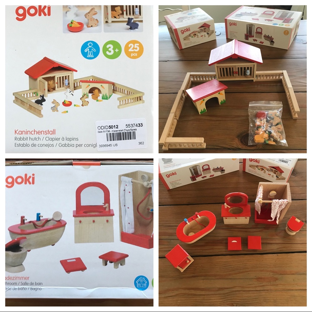 Goki brand rabbit hutch and bathroom set